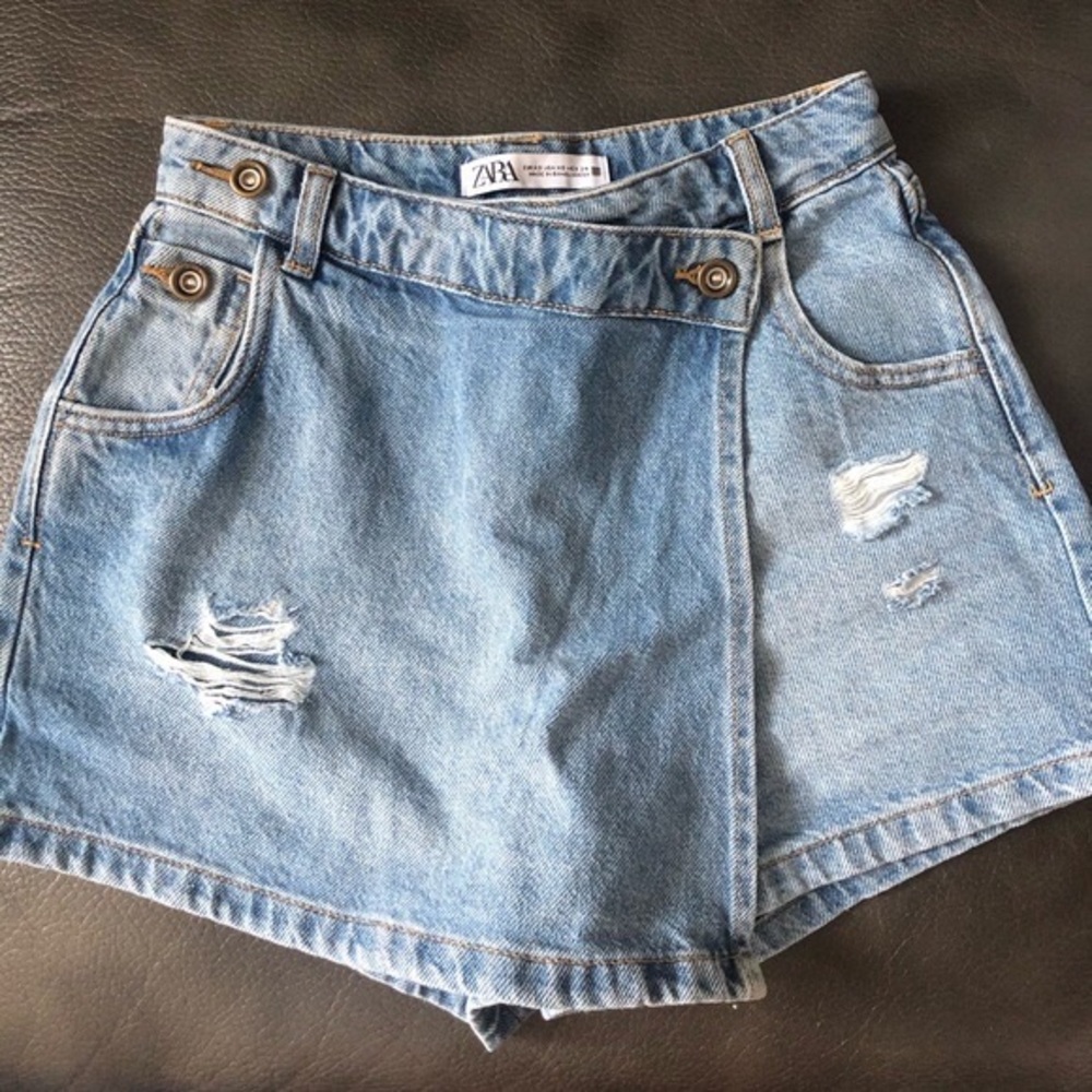 Copy - Zara asymmetric jean skort XS